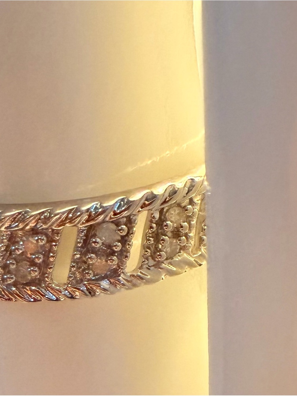 14K White Gold Over Sterling Silver Diamond Ring 0.060 CTW Sz 9 Vintage Style - Picture 7 of 12